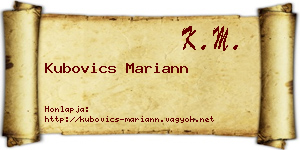 Kubovics Mariann névjegykártya