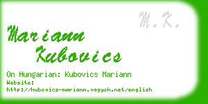 mariann kubovics business card